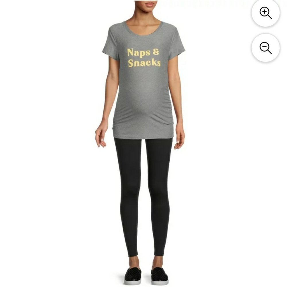 Size Small Grey Maternity Graphic T-Shirt Naps & Snacks